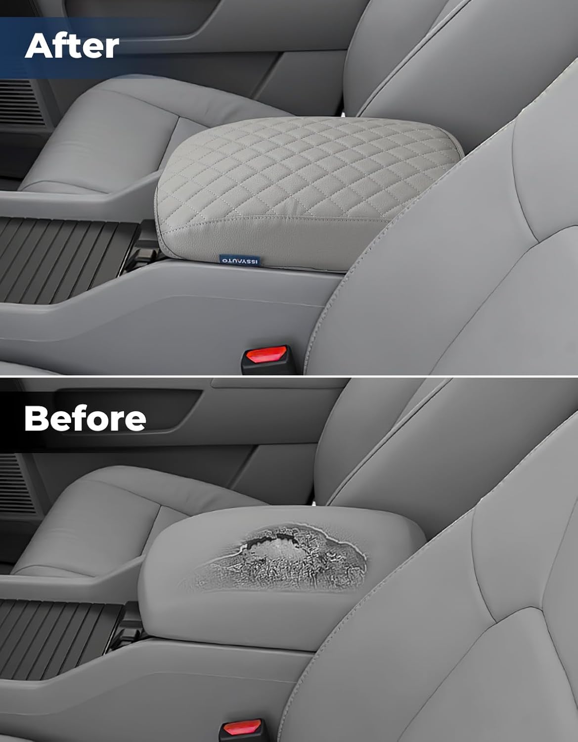 ISSYAUTO Funda de consola central compatible con Pilot 2009-2015, cubierta de cuero para reposabrazos para automóvil, funda protectora duradera para