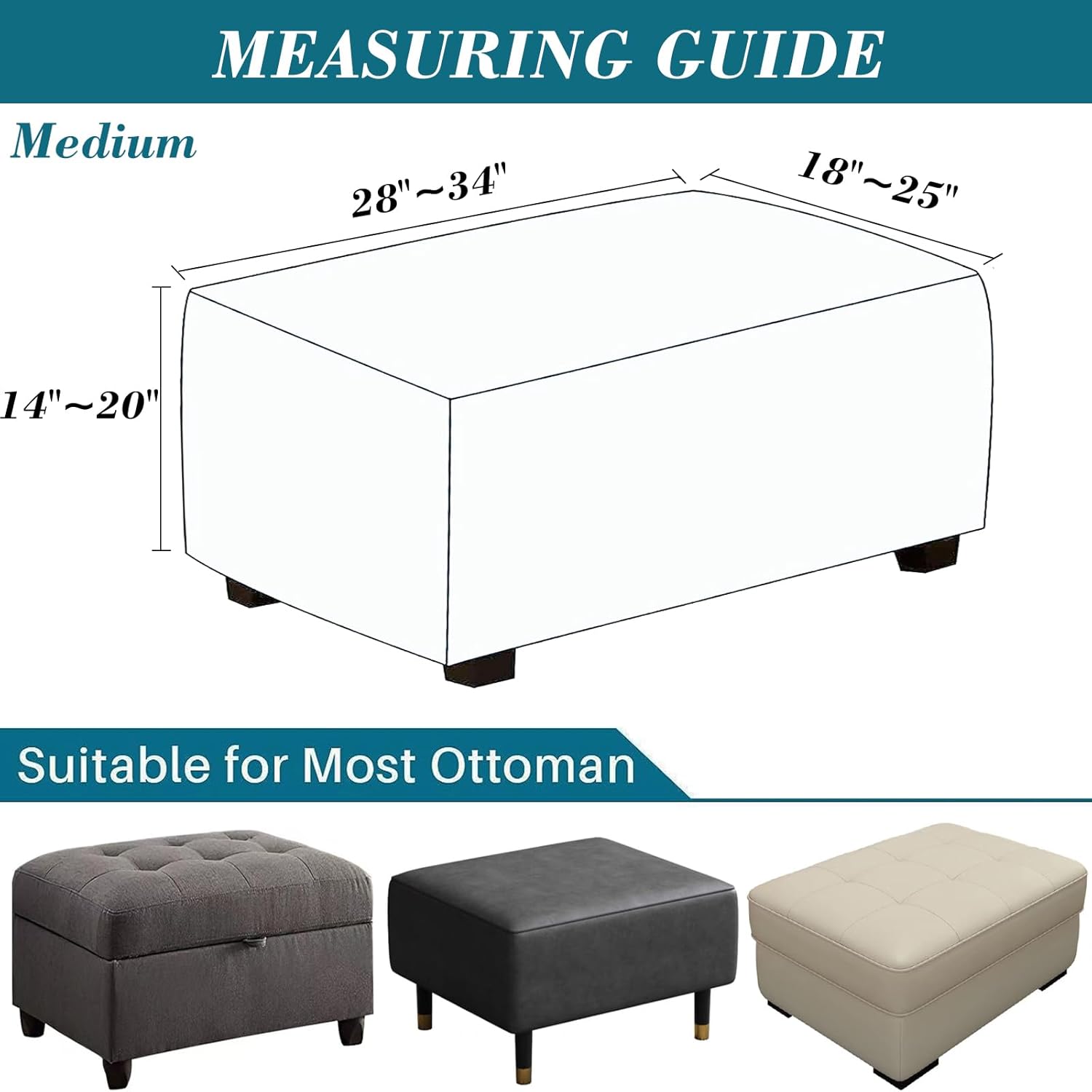 HFCNMY Funda otomana rectangular, de terciopelo elástico, fundas otomanas rectangulares gruesas, fundas rectangulares para otomanas, funda de