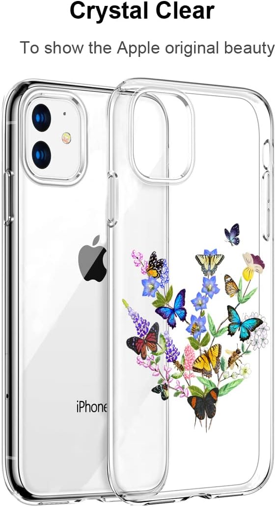 Unov Funda compatible con iPhone 11 transparente con diseño delgado, protector suave de poliuretano termoplástico (TPU) en relieve, patrón floral de