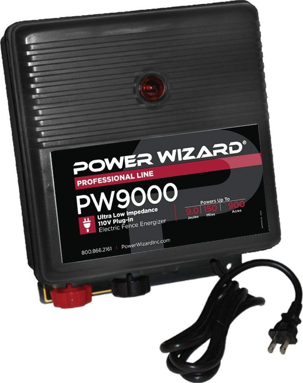 AgraTronix PW9000 Fence Energizer – Cargador enchufable con tecnología de impedancia ultrabaja, Energizador enchufable