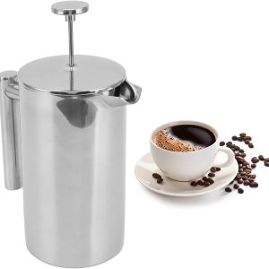 Prensa de café aislada de acero inoxidable con pantallas, cafetera de prensa francesa, libre de óxido, apta para lavavajillas, tetera de doble pared Prensa de café aislada de acero inoxidable con pantallas, cafetera de prensa francesa, libre de óxido, apta para lavavajillas, tetera de doble pared