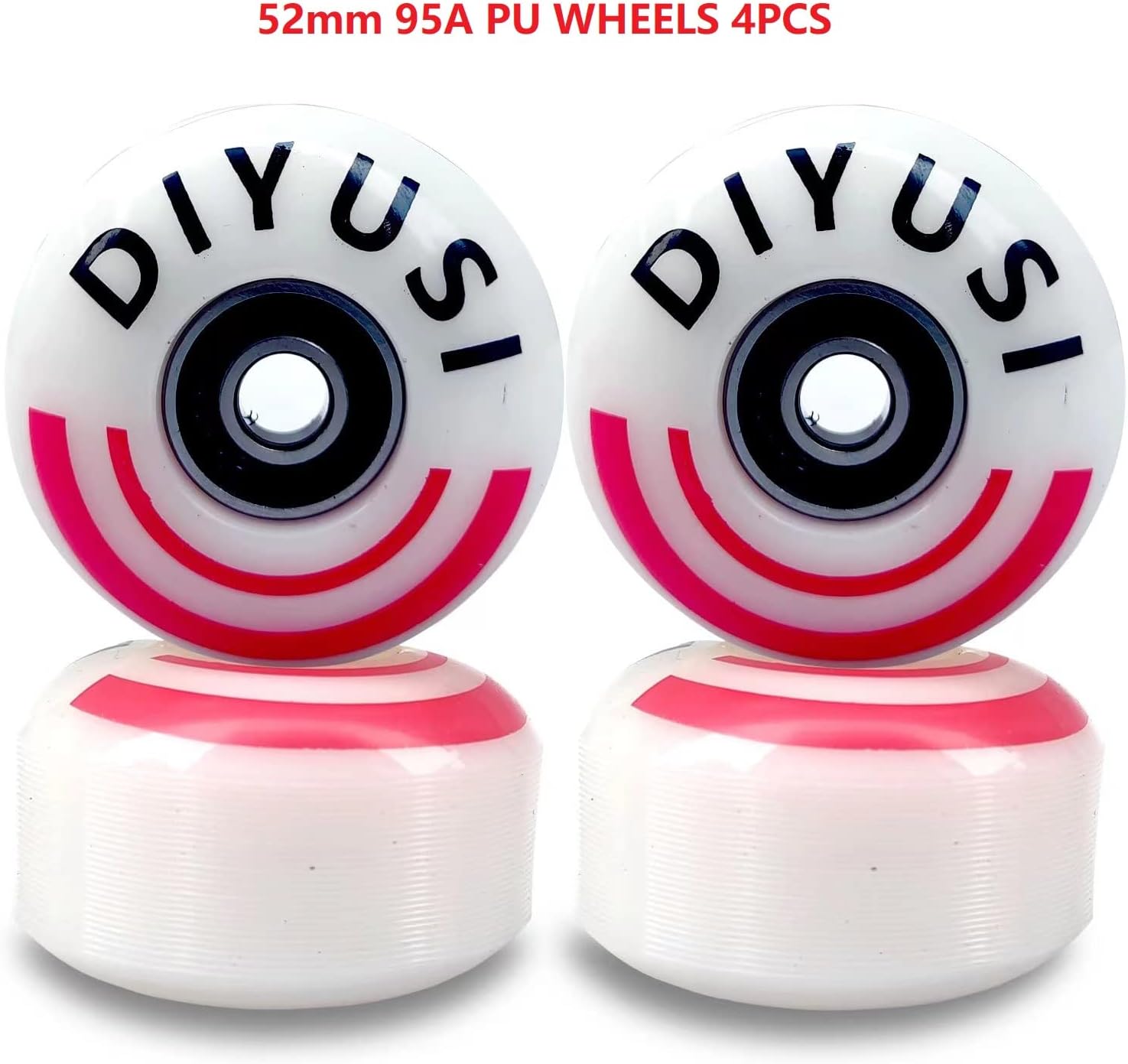 DIYUSI Skateboard Wheels Skate wheels52mm 95A + ABEC-9 Bearing Steel and Spacers Cruiser Wheels (Black)