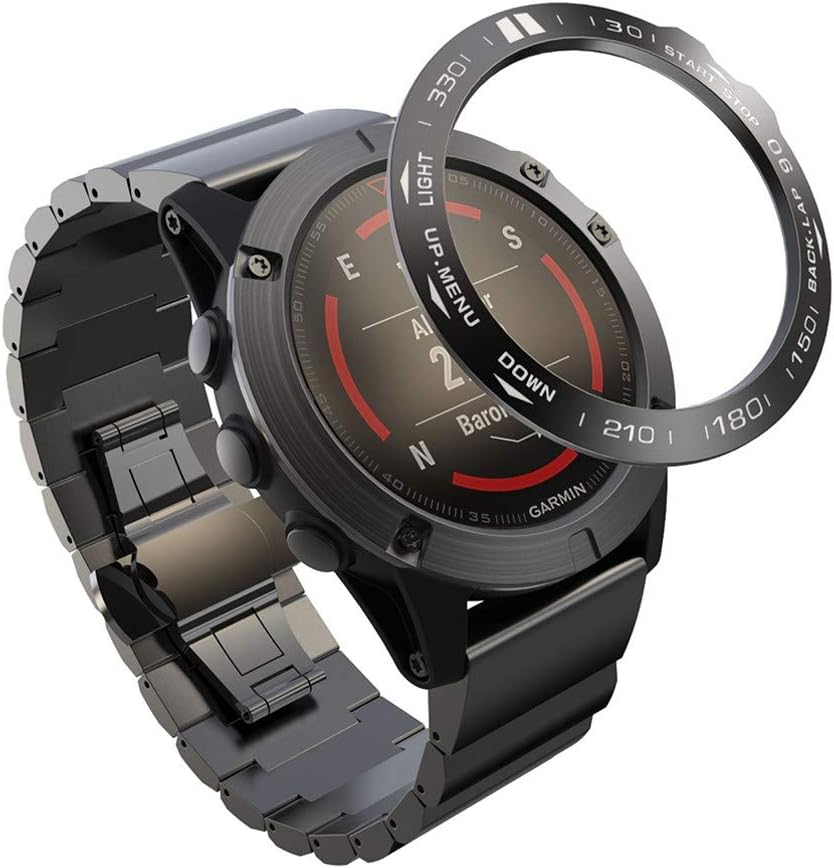 Abanen Para Fenix 5XFenix 5X Plus Bisel de reloj, cubierta adhesiva pulida de acero inoxidable antiarañazos, anillo de cubierta protectora para