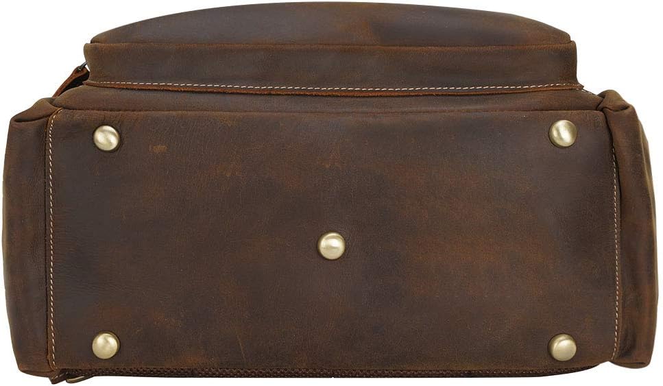 TIDING Mochila de cuero para hombre Mochila para portátil de 17.3 pulgadas, mochila de gran capacidad para viajes de negocios y oficina, Marrón