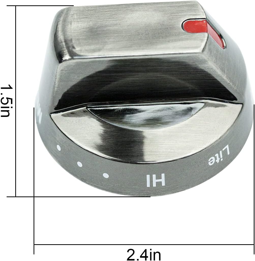 Pomo de horno inoxidable negro mejorado DG64-00473B para estufa de gas, perilla de control de quemador superior, reemplazo de perilla de horno
