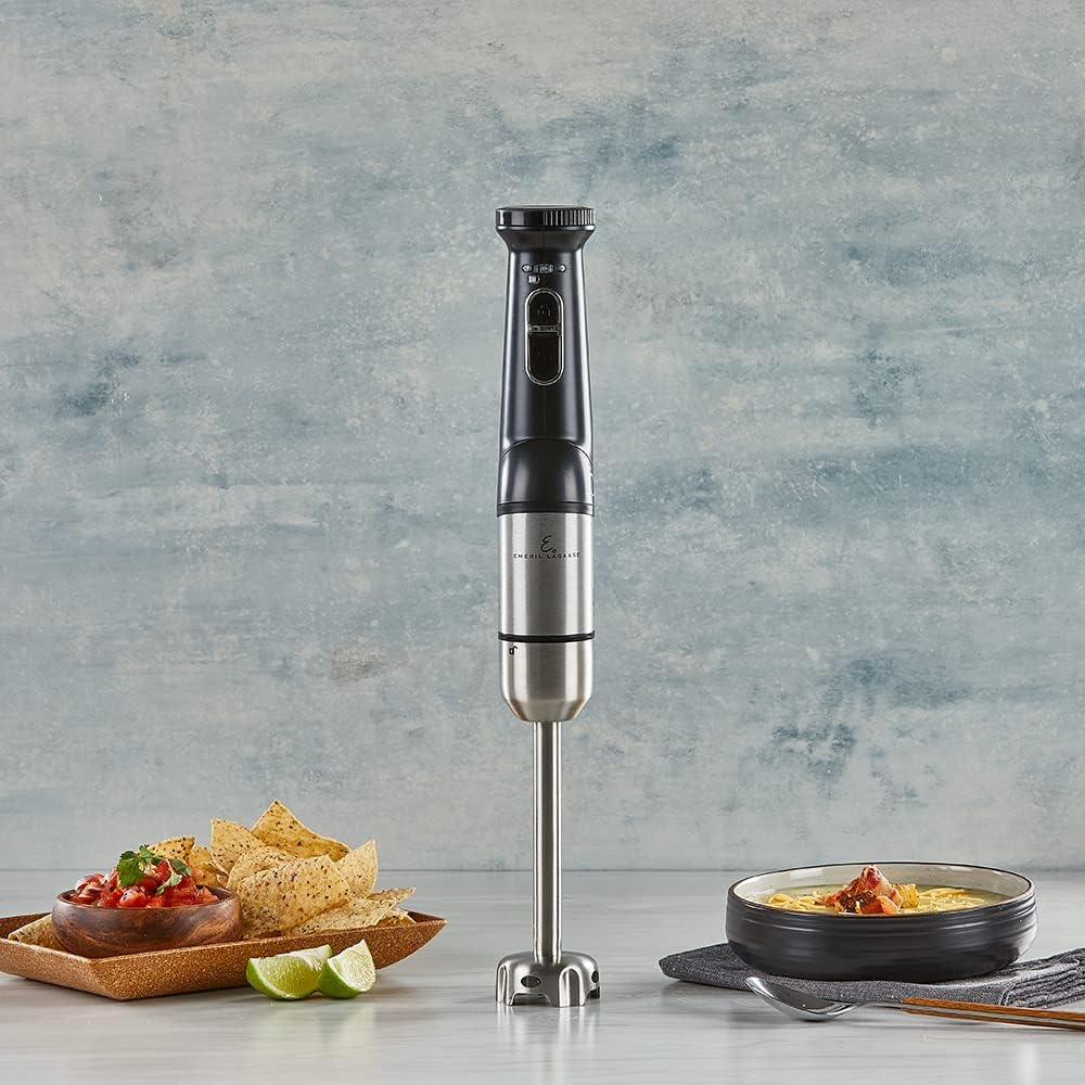 Emeril Everyday Blender & Beyond – Batidora de mano de inmersión, inalámbrica con estación de carga, batidor y batidor doble incluido.