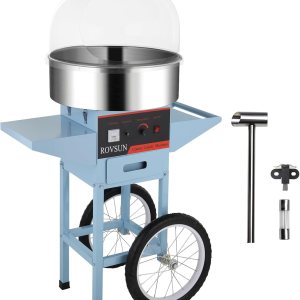 ROVSUN Carrito de máquina de algodón de azúcar de 21 pulgadas, máquina eléctrica de algodón para hacer hilo dental con tapa, cuenco de acero ROVSUN Carrito de máquina de algodón de azúcar de 21 pulgadas, máquina eléctrica de algodón para hacer hilo dental con tapa, cuenco de acero