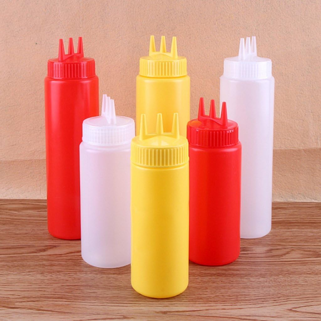1 botella blanca para apretar, botella exprimible de 3 agujeros, dispensador de condimentos, salsa, vinagre, aceite, ketchup, cruet, condimentos,