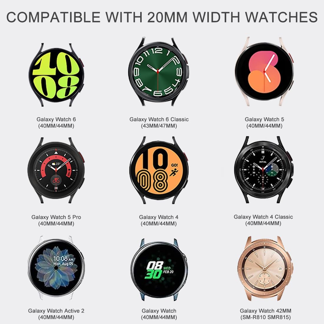Correa de reloj compatible con Garmin Venu 2 PlusVenu SqVenuVivoactive 3, correa deportiva de 0.787 in para Galaxy Watch 654 Garmin Vivomove Sport,