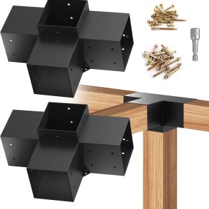 Woodworks – Kit de soportes de pérgola de 6 x 6, soportes de extensión de esquina de 4 vías, recubrimiento de polvo negro, soportes de metal de 6 x Woodworks – Kit de soportes de pérgola de 6 x 6, soportes de extensión de esquina de 4 vías, recubrimiento de polvo negro, soportes de metal de 6 x