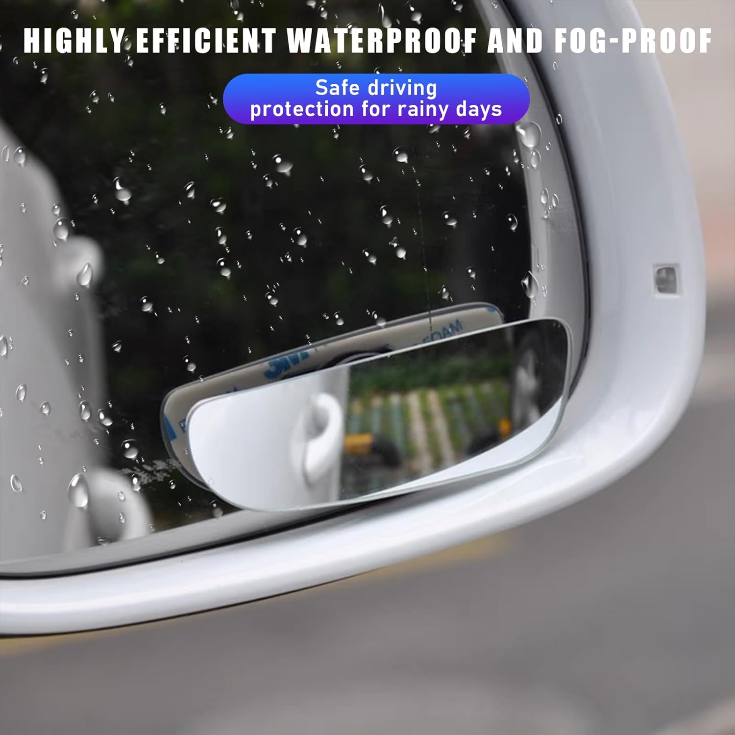Kewucn 2 espejos de punto ciego para automóvil, espejo retrovisor convexo de vidrio HD sin marco, punto ciego gran angular con palo ajustable,