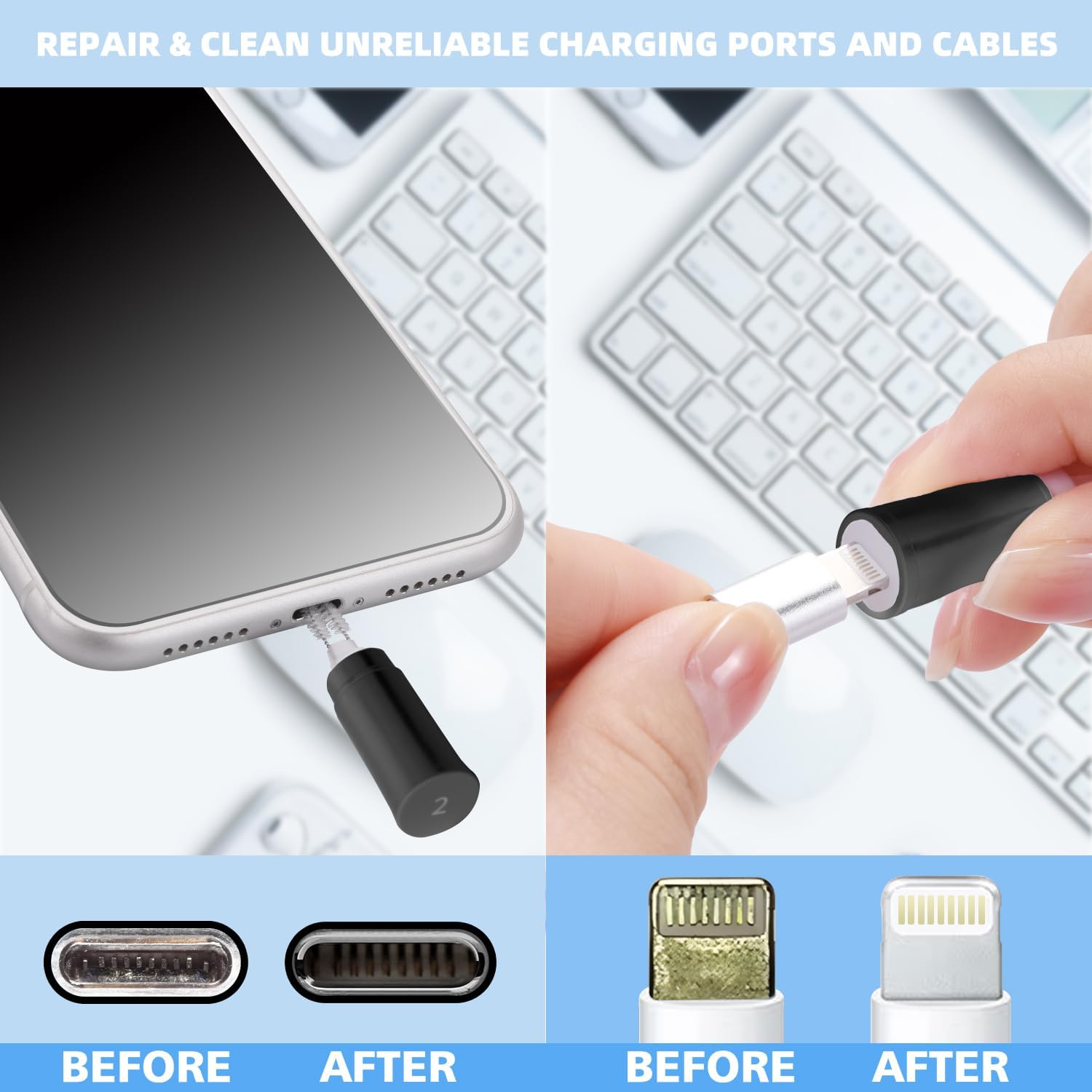 Kit de limpieza para Airpod, kit de limpieza de iPhone, kit de limpieza multifunción para Airpod, cepillo suave para puerto de carga de teléfono,