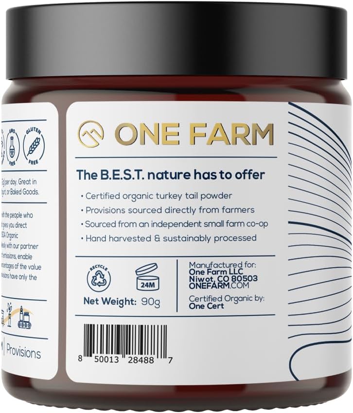 Polvo orgánico de hongos de cola de pavo único, sin OMG, comercio justo, sin gluten, apoyo intestinal, energía, cerebro e inmune, suplemento vegano