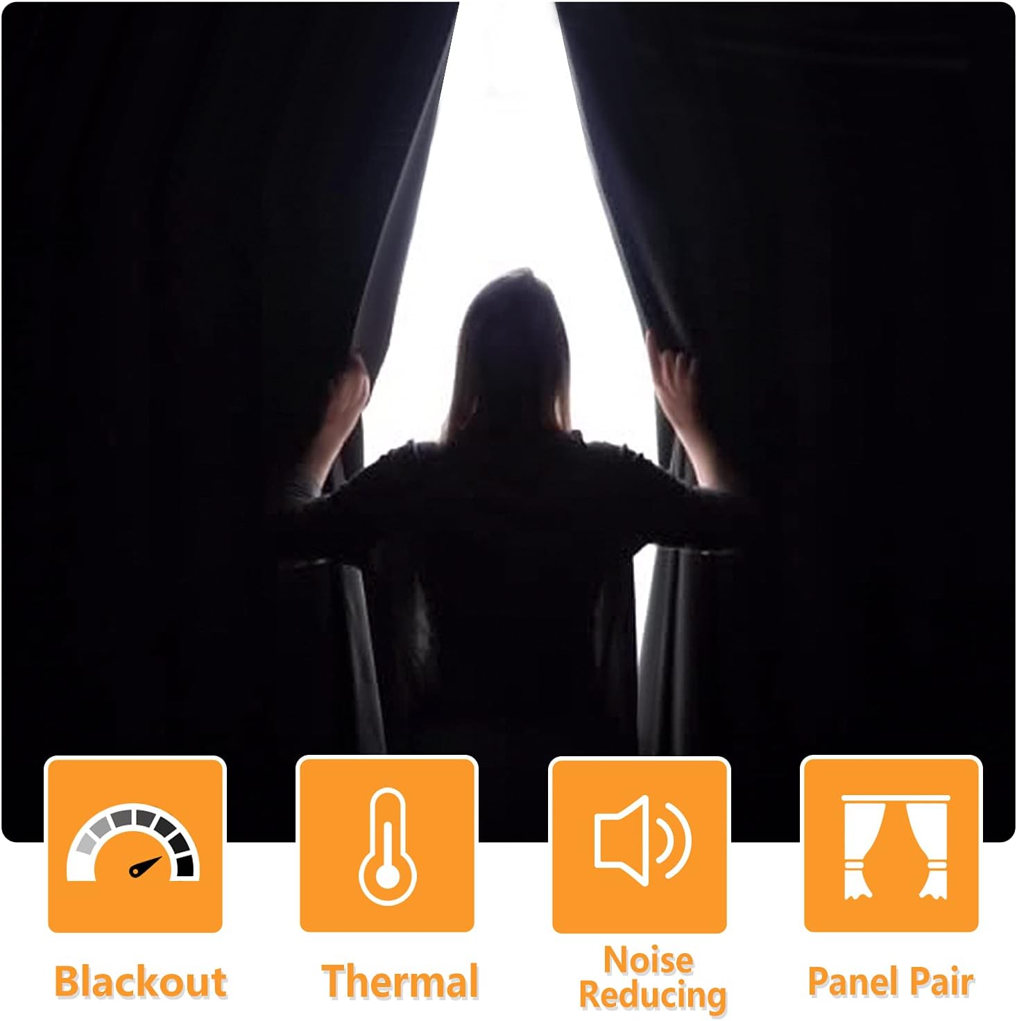 Hiasan Cortinas opacas para dormitorio, 60 x 63 pulgadas de largo, cortinas de ventana con aislamiento térmico y bloqueo de luz para sala de estar,
