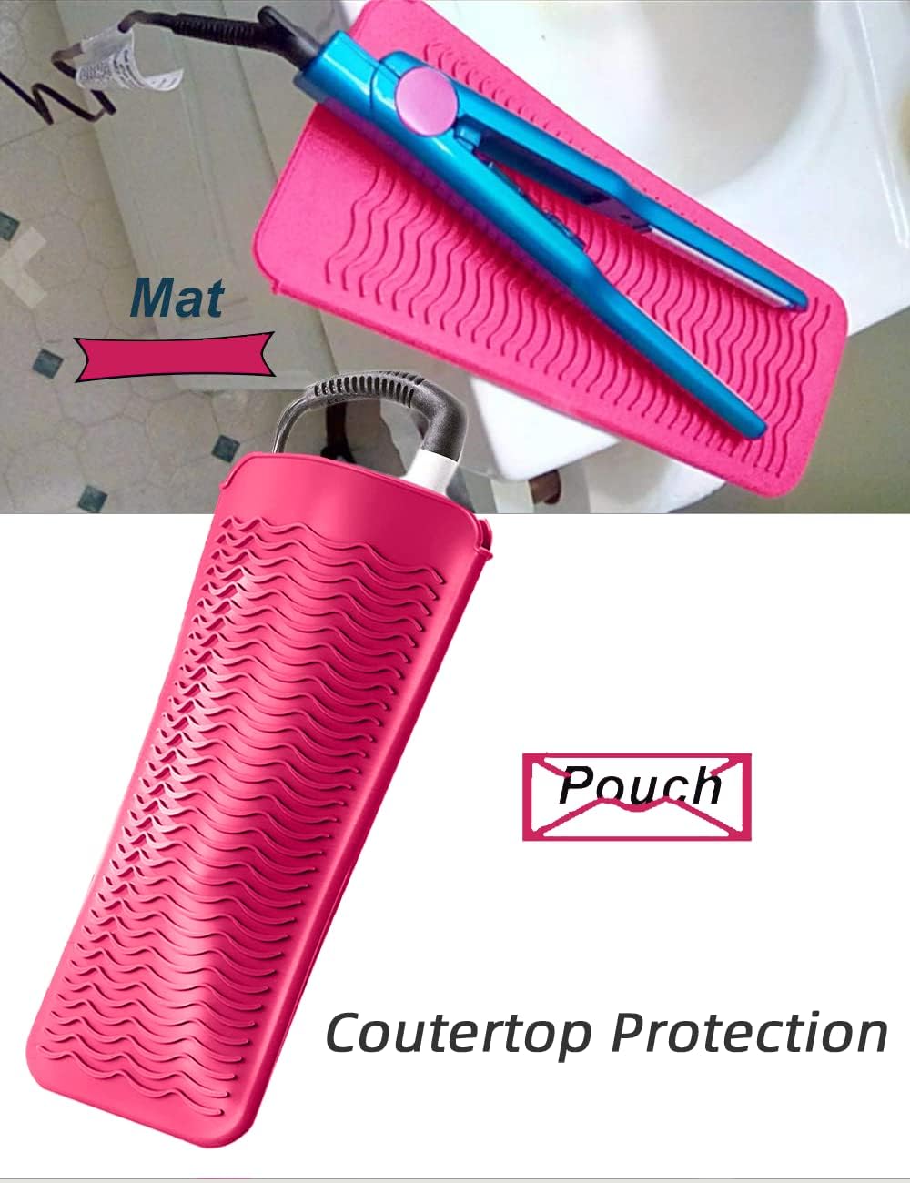 Bolsa de silicona resistente al calor, herramientas de peinado para rizadores, planchas planas, alisador de cabello, 11.5 x 6 pulgadas, silicona de