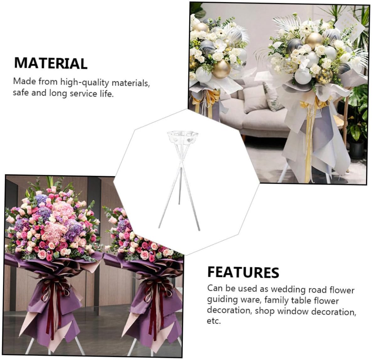 SEWACC Soporte de columna de jarrón de metal, 1 unidad, estante de flores de plástico, mesa de comedor blanca, soporte para maceta de flores