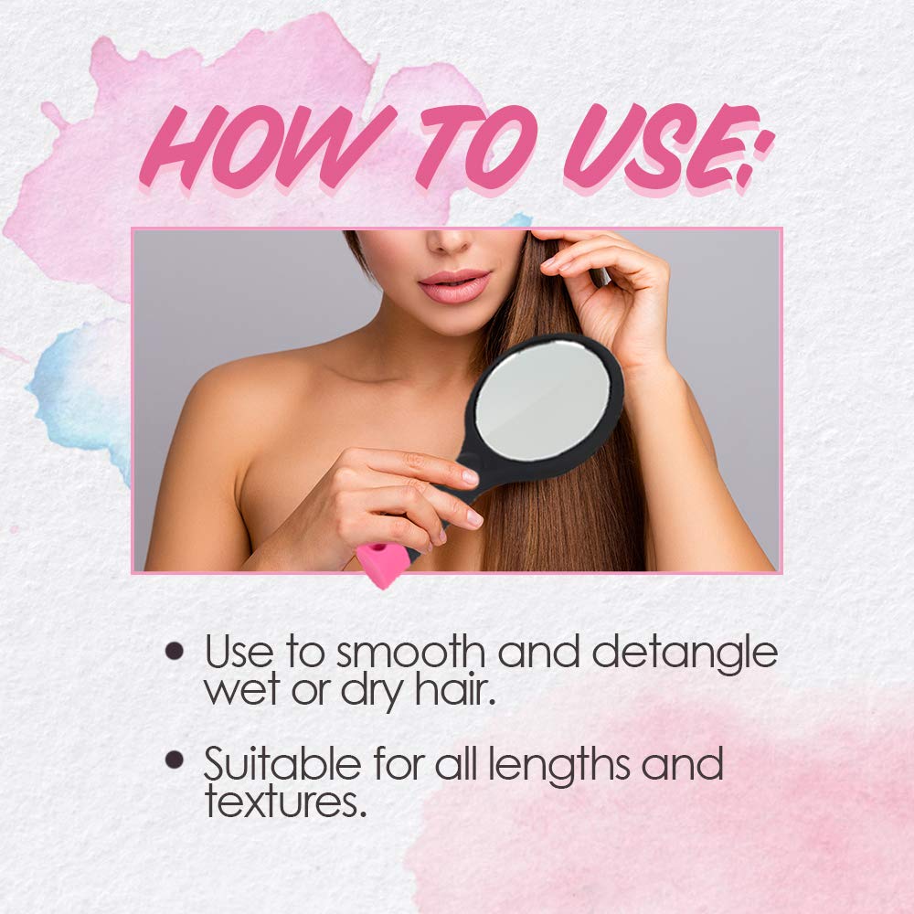 Punky Cepillo para el cabello y desenredante con espejo, aborda golpes, nudos y enredos sin tirones ni enganches dolorosos