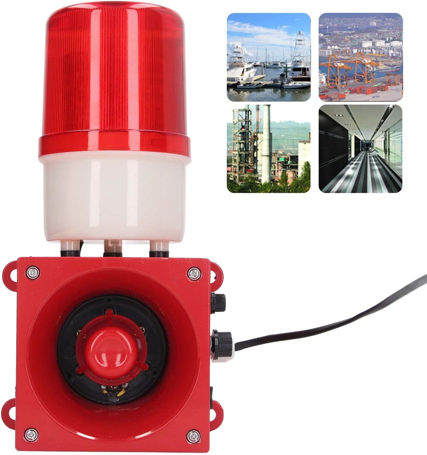 Lámpara de advertencia industrial resistente al agua, alarma visual audible, 120dB, 3 ajuste de volumen, luz estroboscópica de seguridad, luces de