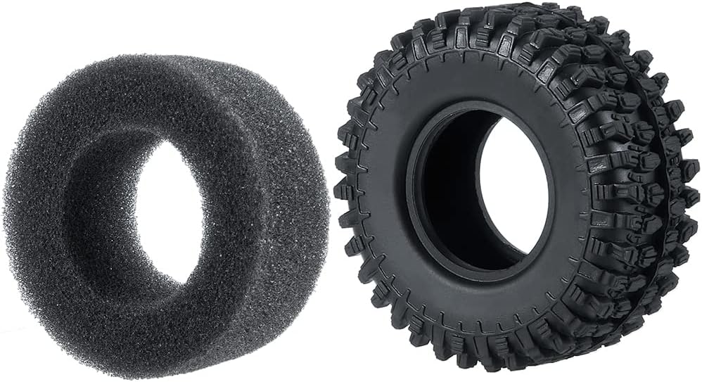 Juego de ruedas y neumáticos RC de 124 de 1 pulgada con micro Beadlock neumáticos de goma de 2.126in con inserto de espuma para cerrojo Axial SCX24