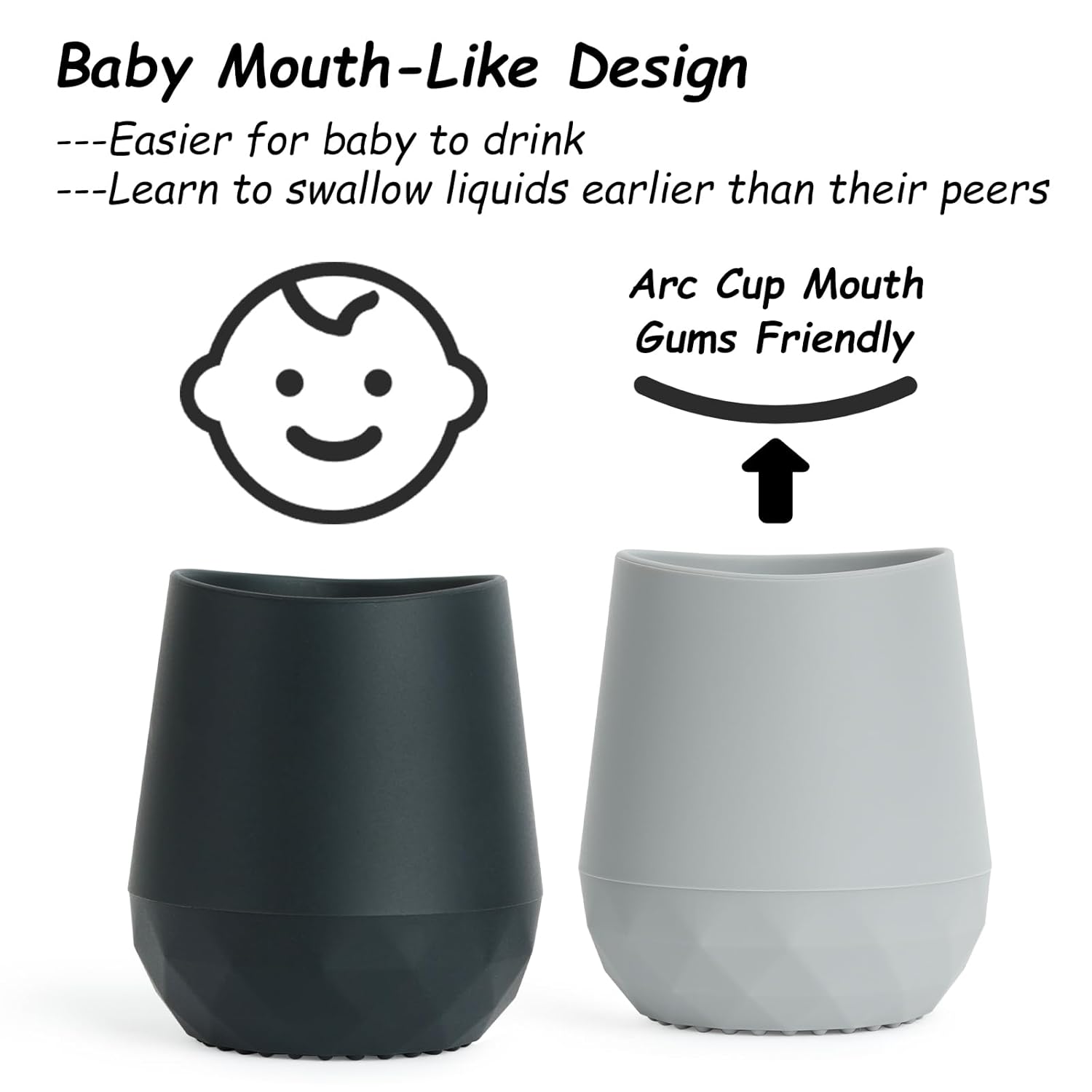Seposeve Vasos de silicona para bebés de 6 a 12 meses, 12 a 24 meses, paquete de 2 pequeños vasos de silicona de entrenamiento abierto para bebés y