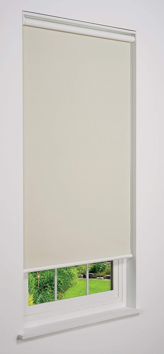 Linen Avenue Persiana enrollable opaca personalizable sin cordón, colección Sierra, beige, 30 a 35 pulgadas de ancho x 54 pulgadas de alto (llega 14