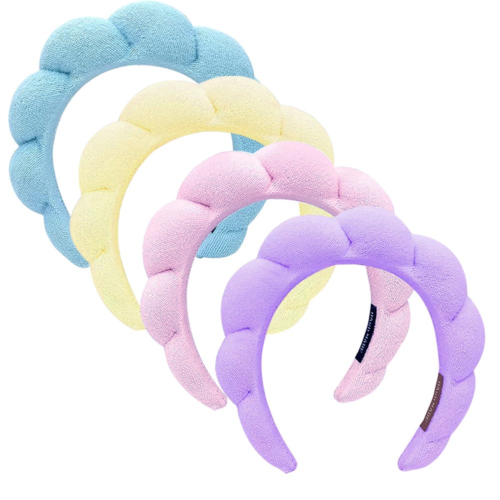 Blithetree Diadema de spa para lavar la cara, juego de 4 diademas para el cuidado de la piel, diadema suave para el cuidado de la piel para