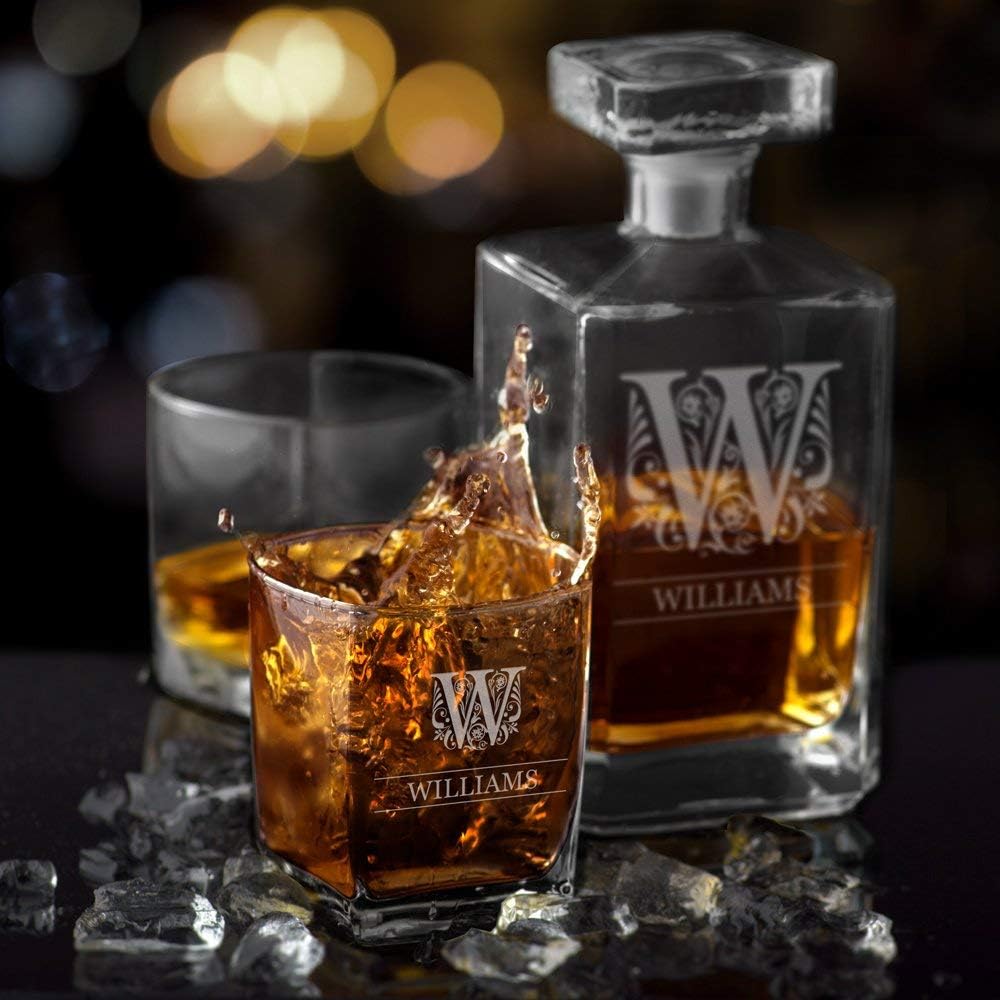 Maverton Juego de whisky con 4 vasos para hombre – Vasos personalizados – 23 fl oz. Jarra universal – Para Navidad – Para mujer – Para parejas – Set