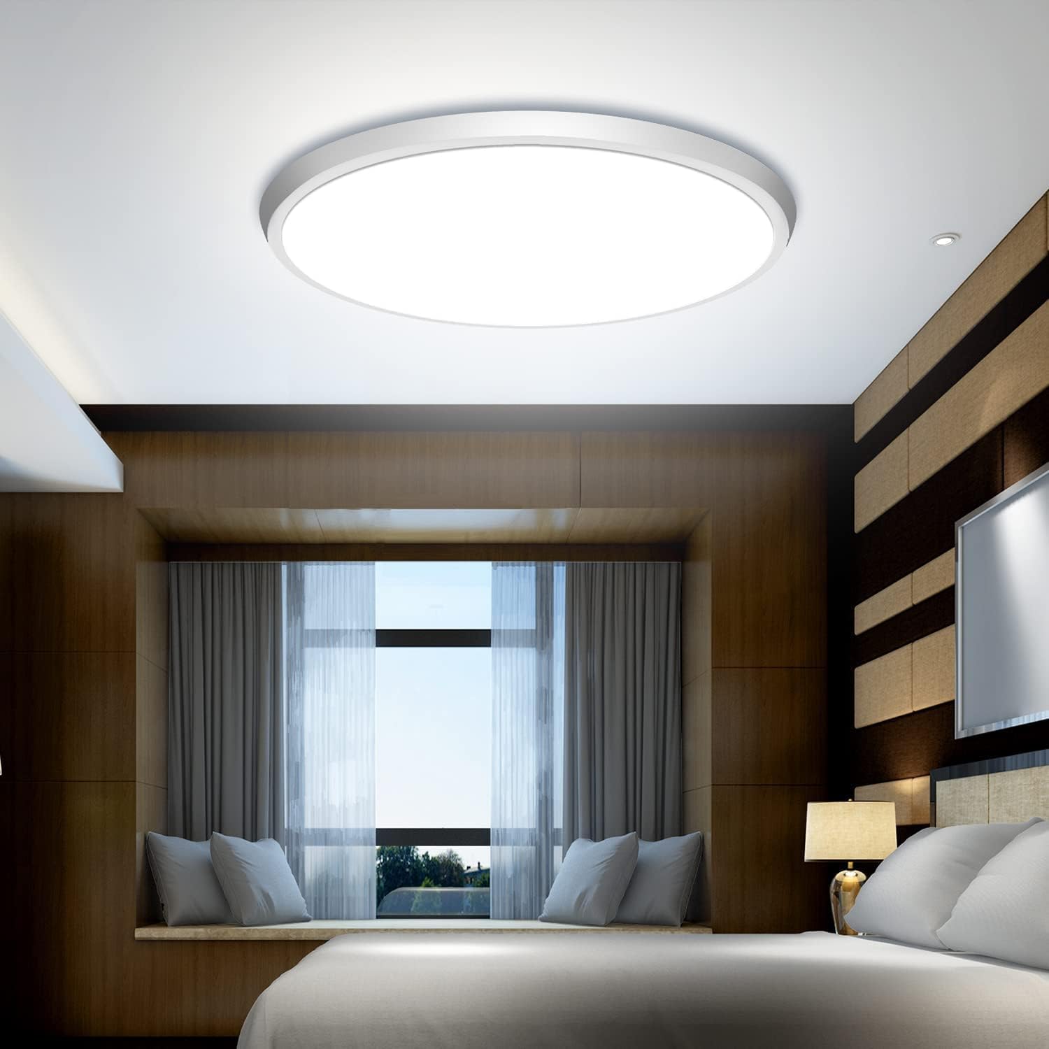 Lámpara de techo LED de montaje empotrado de 12 pulgadas, lámpara de techo de 24 W, luz blanca diurna de 5000 K, 2400 lúmenes, moderna lámpara