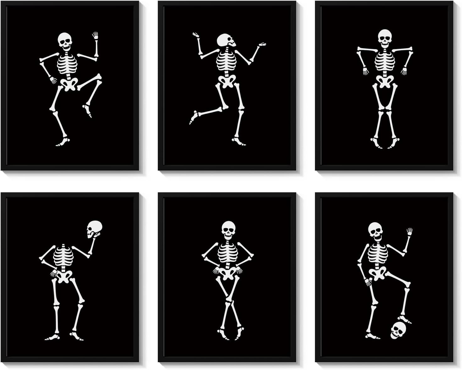 VIYYIEA Decoración gótica para el hogar, esqueleto bailarín, impresiones artísticas de pared de 8 x 10 pulgadas, decoración estética de Halloween,