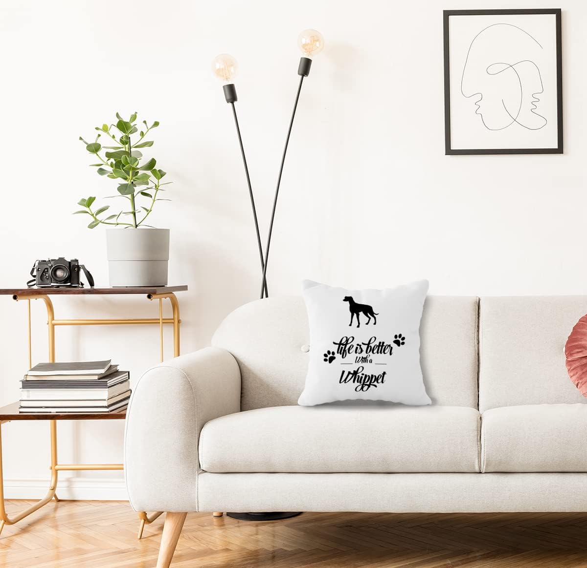 FULSOE Life is Better with A Whippet – Funda de almohada decorativa de 18 x 18 pulgadas, divertidas decoraciones de perro Whippet para el hogar,