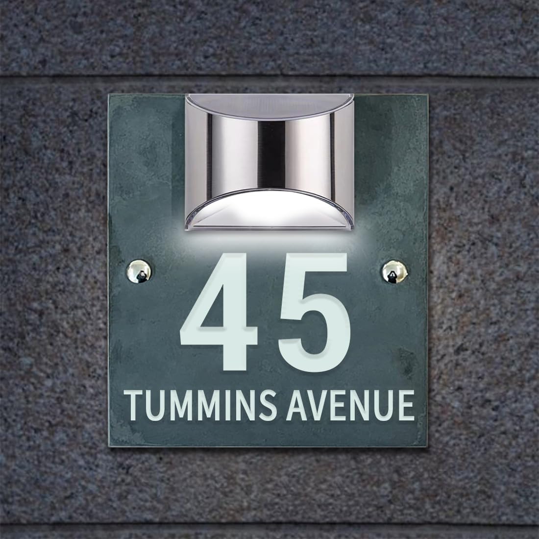 Placa de puerta moderna solar personalizada, letreros de dirección para casas, números solares de casa para exteriores, números de dirección LED con