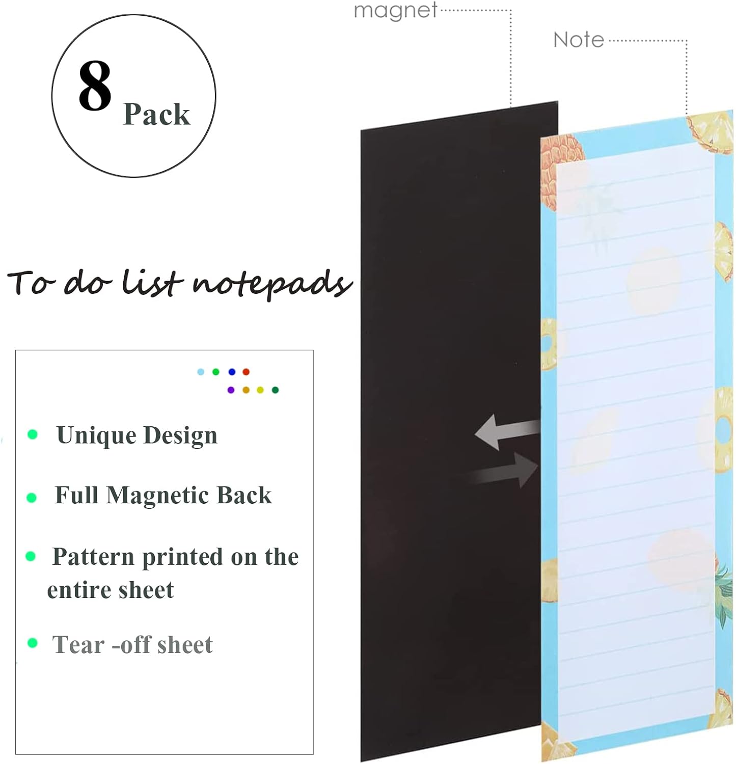 amassan Cuaderno de bolsillo de metal y bloc de notas magnético, bloc de notas para lista de comestibles, lista de tareas, listas de compras,