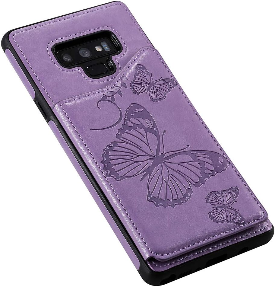 MEUPZZK Funda tipo cartera para Samsung Galaxy Note 9 con tarjetero y diseño de mariposa en relieve, función atril, ranuras para tarjetas, a prueba