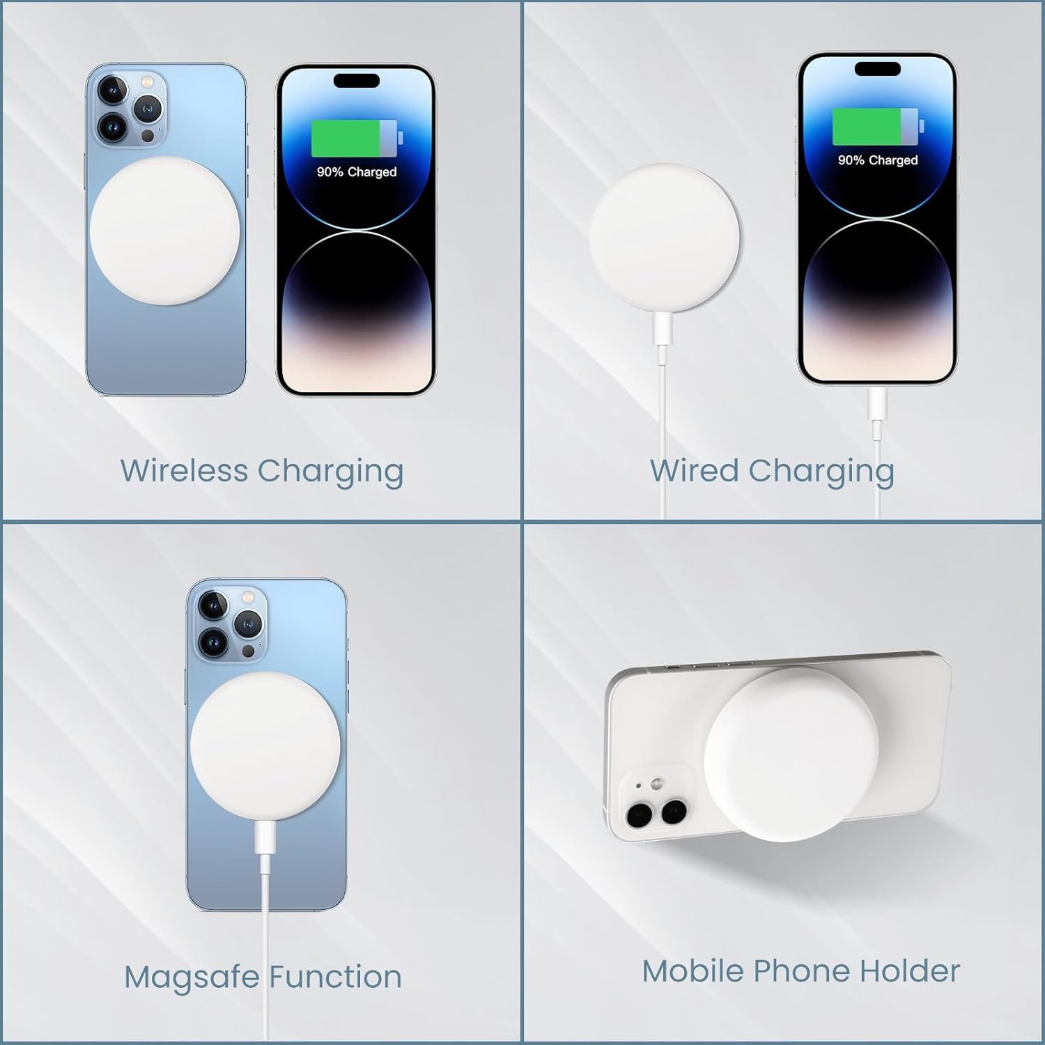 TOSOUATOP Mini batería magnética de 3000 mAh, cargador portátil inalámbrico, tamaño de bolsillo, protección múltiple, fuerte adsorción, para iPhone