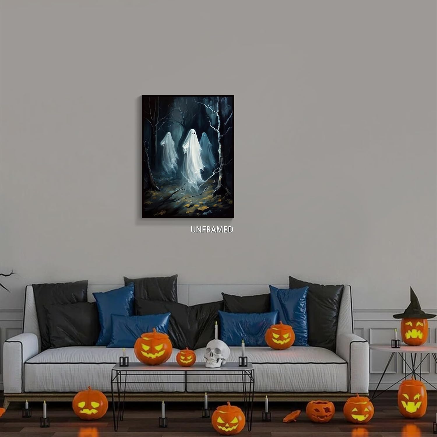 Wodkodnxy Lienzo decorativo para pared de fantasmas de Halloween, póster con estampado de fantasmas espeluznantes del bosque, Academia oscura,