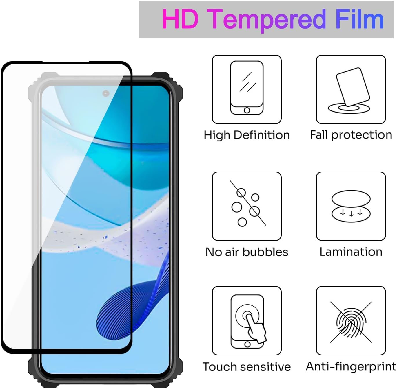 Funda para Motorola G 5G 2023, con 2 protectores de pantalla de vidrio templado, grado militar, soporte con soporte magnético para automóvil, funda