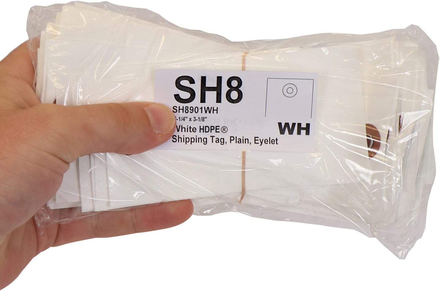 SmartSign Etiquetas de envío blancas en blanco de 6.25 x 3.125 pulgadas con ojales de metal (tamaño 8), plástico HDPE de 7.5 mil, para escribir,