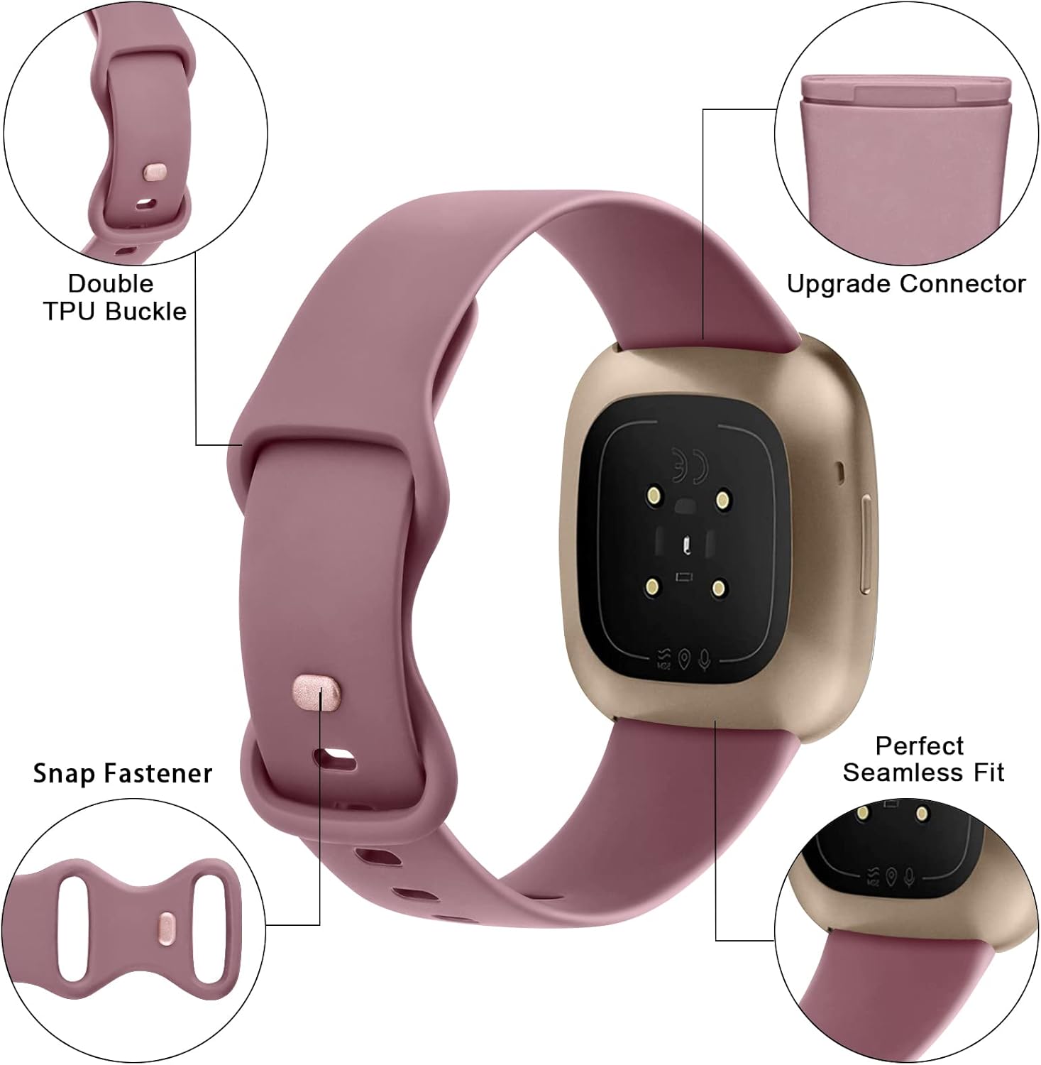 Tobfit Correas de silicona compatibles con Fitbit Versa 4, Fitbit Versa 3, Sense 2, Fitbit Sense 2, correas de reloj Fitbit Sense para mujeres y