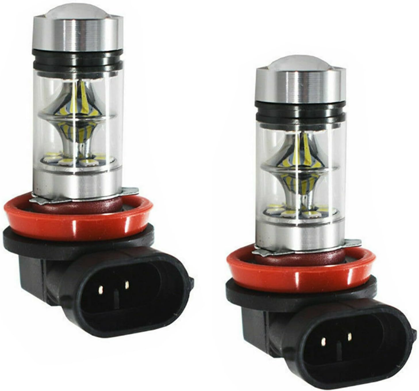 2 luces antiniebla LED H8H11 para automóvil, 20 LED, 100 W, 1000 lm, luz blanca súper brillante, luz de haz bajo, Plug and Play 360 grados DRL,