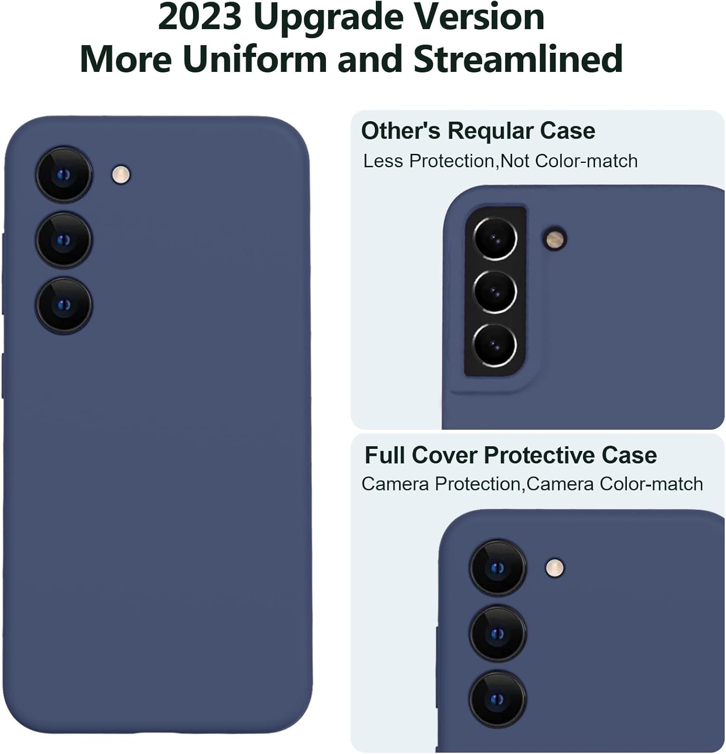 TISOOG Funda compatible con Samsung Galaxy S23 de 6.1 pulgadas, silicona cubierta completa, a prueba de golpes, con forro de microfibra suave,