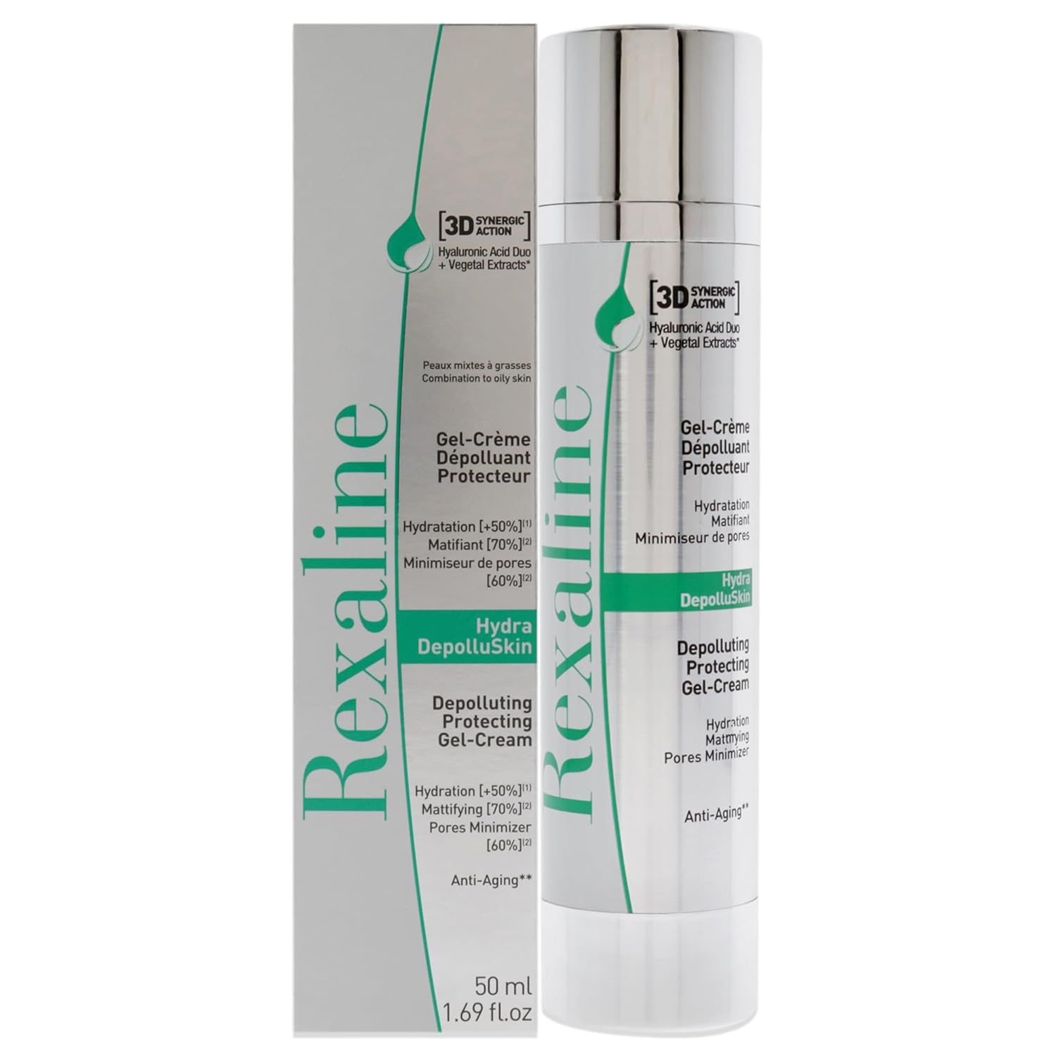Rexaline Hydra Depolluskin Crema de gel protectora descontaminante, 1.69 onzas líquidas