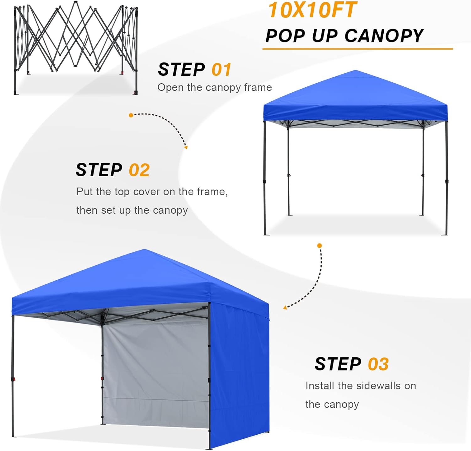 COOSHADE Tienda de campaña desplegable de 10 x 10 pies, para festivales al aire libre, para eventos y eventos, tienda de manualidades, con 2 paredes