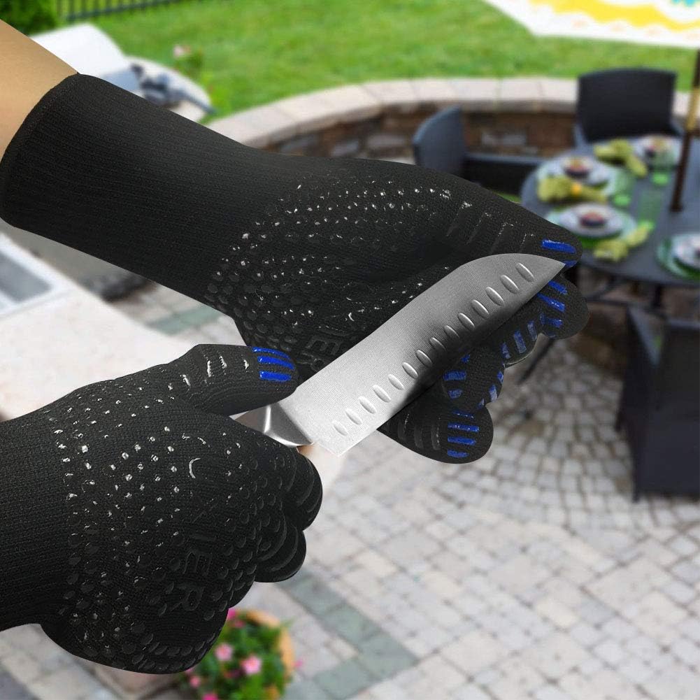 Guantes de horno para barbacoa, 1472 F, resistentes al calor, guantes de horno para cocinar, parrilla, cocina, ahumador, hornear, barbacoa,