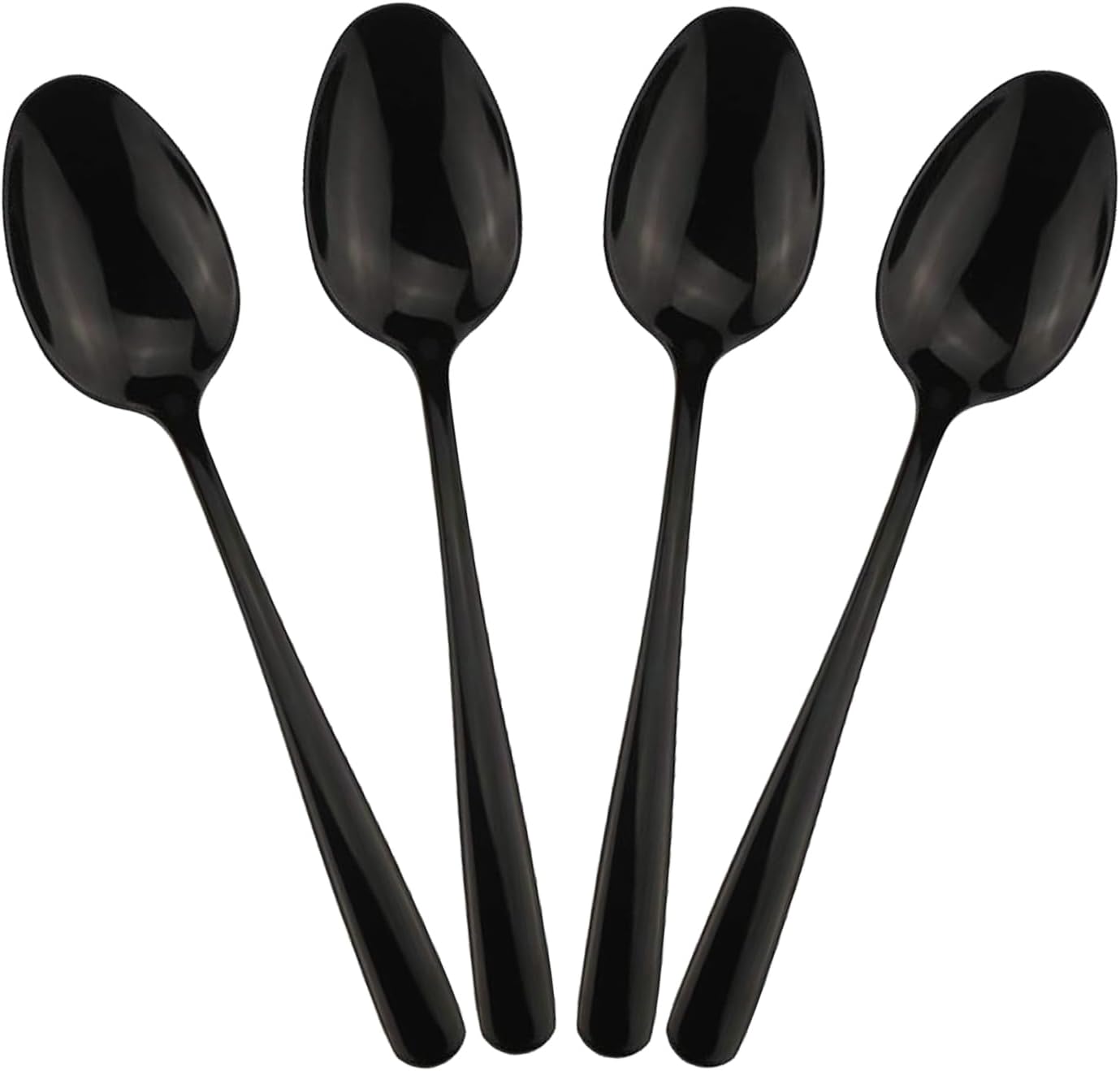 DEALIGHT Black – Cucharas grandes de 8.15 pulgadas, cucharada de acero inoxidable 1810 resistente, cuchara para servir, juego de 4