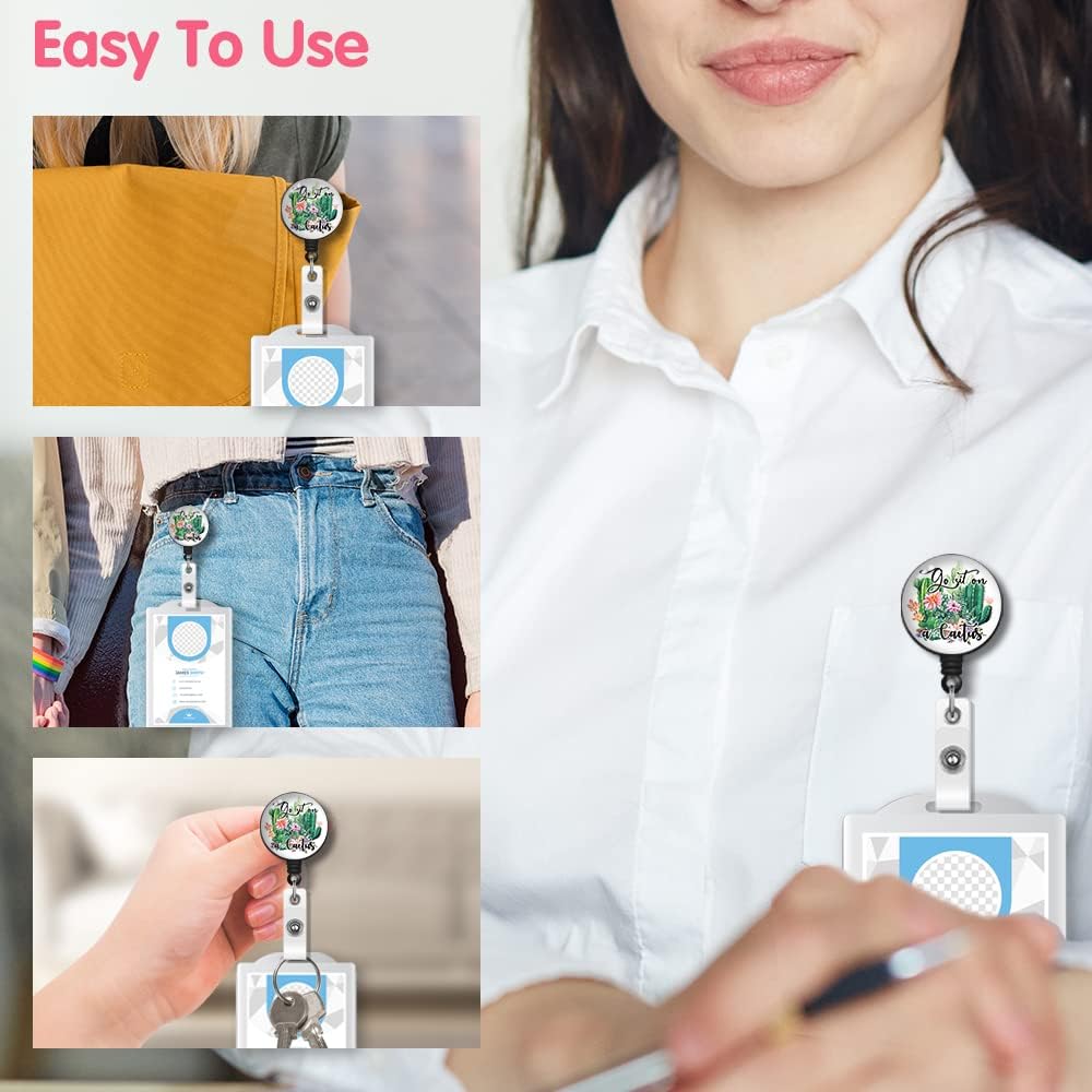 RZHV Carrete retráctil para tarjetas de identificación con clip de cocodrilo, divertido soporte para tarjetas de identificación de cactus sarcasmo,