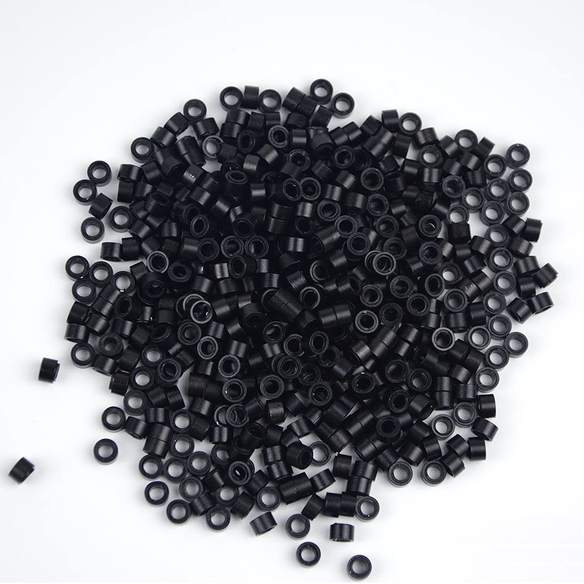 500 piezas de microanillos forrados de silicona, cuentas forradas de 0.197 in para extensiones de cabello (negro)