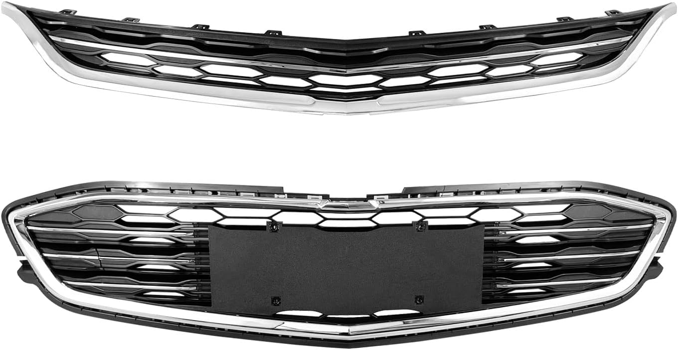 DIBON AUTO Rejilla superior inferior compatible para Chevy Malibu parachoques delantero rejilla de malla de panal 2016 2017 2018