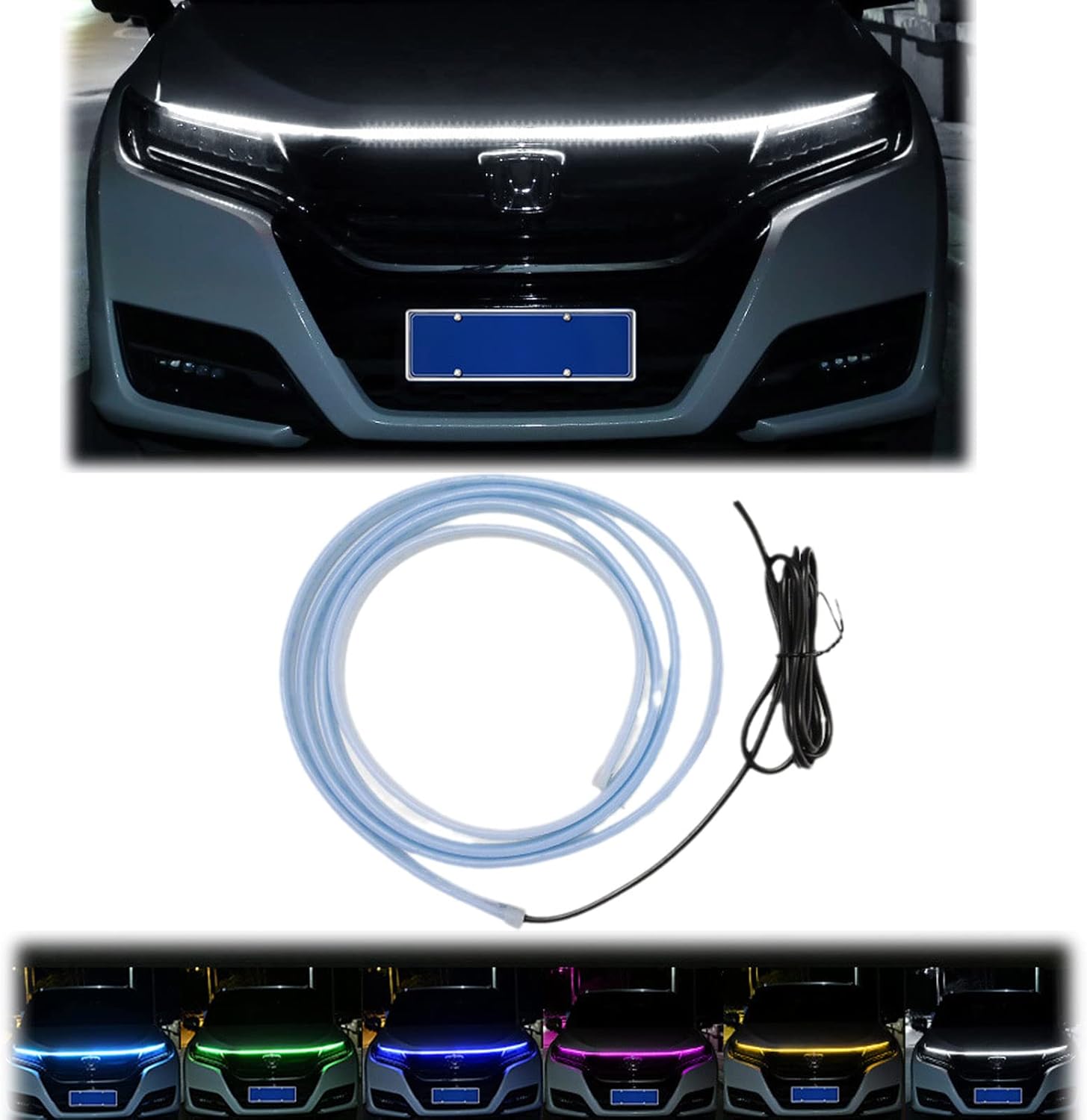 Kit de haz de campana de arranque dinámico de escaneo, kit dinámico para capó de automóvil, tira de luz diurna de 5970 pulgadas, impermeable,
