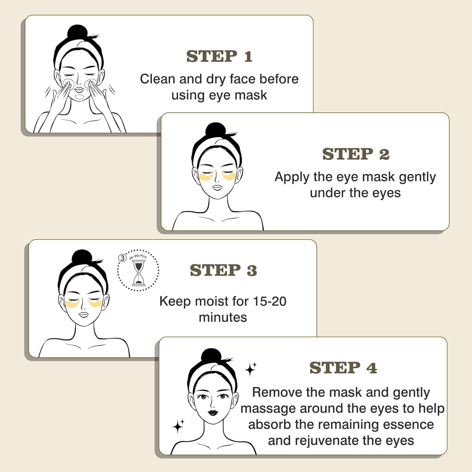 Parches debajo de los ojos para ojeras y ojos hinchados, (60 unidades de oro de 24 quilates), máscaras para el cuidado de la piel, parches