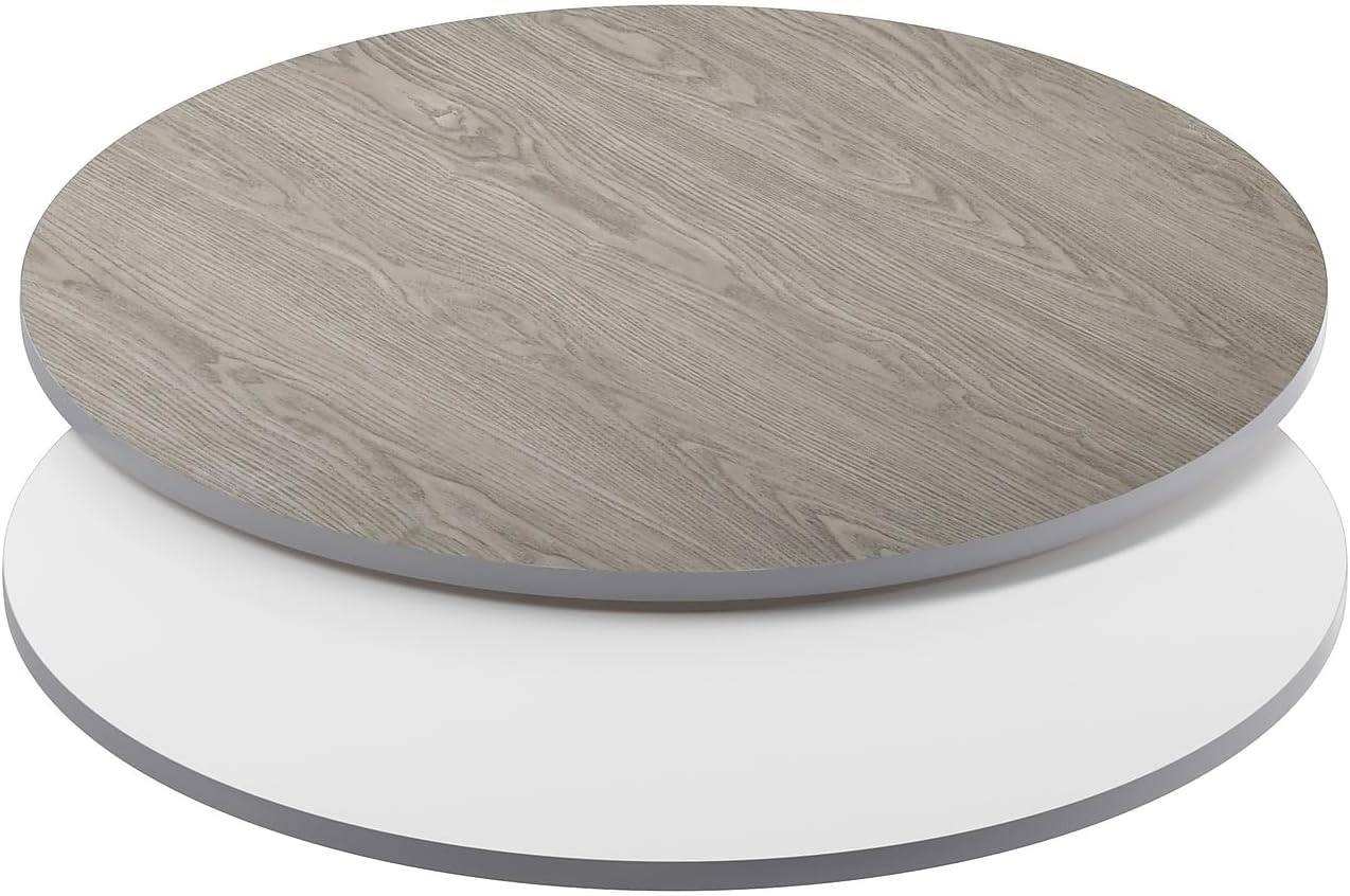 Flash Furniture Mesa redonda de 42 pulgadas, tapa laminada reversible, blancogris